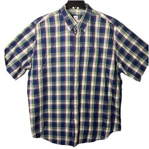 Peter Millar Men's Short Sleeve Button Down Plaid Shirt Size XXL Golf Preppy